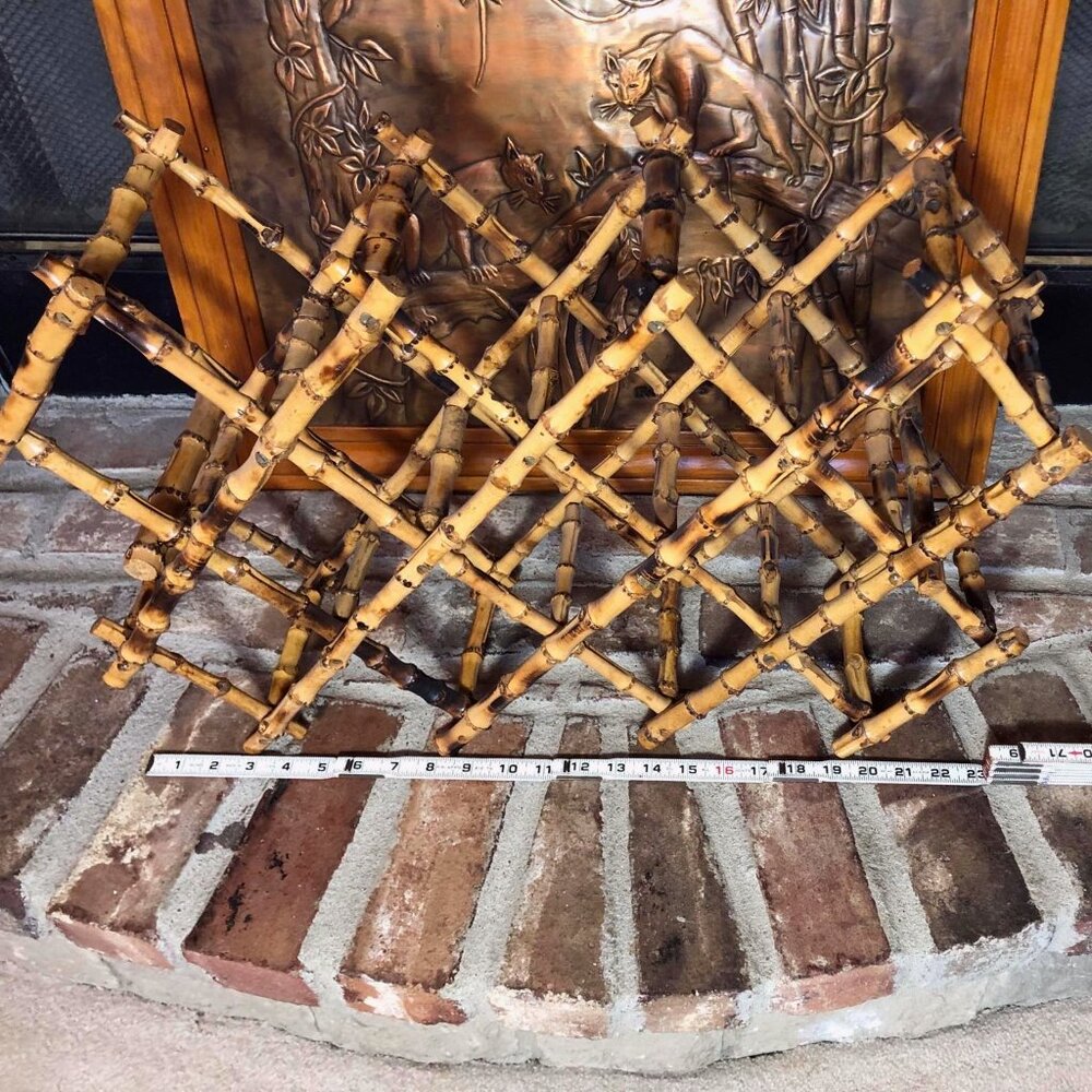 MCM burnt bamboo accordion style wine rack - Picture 7 of 10